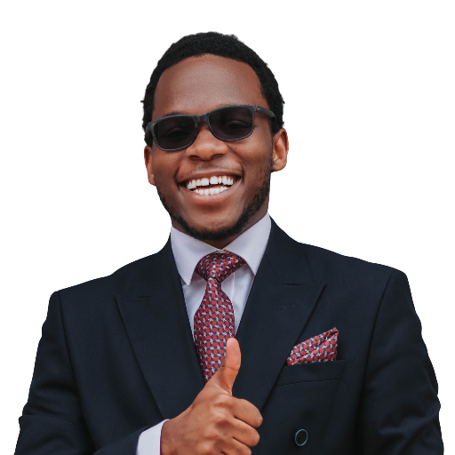 Rodney Osodo, smiling in a suit and sunglasses with a thumbs up
